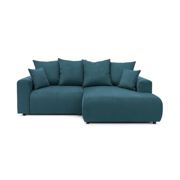 Iš velveto kampinė sofa mėlynos spalvos Enjoy – Bobochic Paris