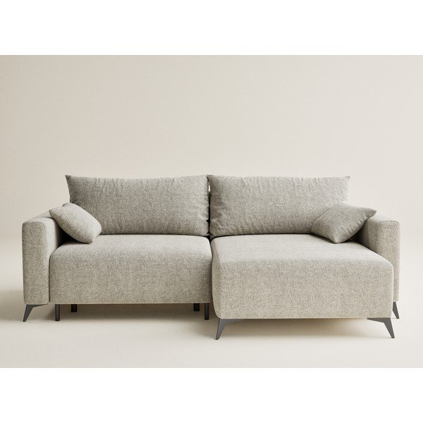 Smėlio spalvos sulankstoma/su sandėliavimo vieta kampinė sofa iš šenilinio audinio (su dešiniuoju kampu/su gultu) Leon – Maison de Rêve-image-2