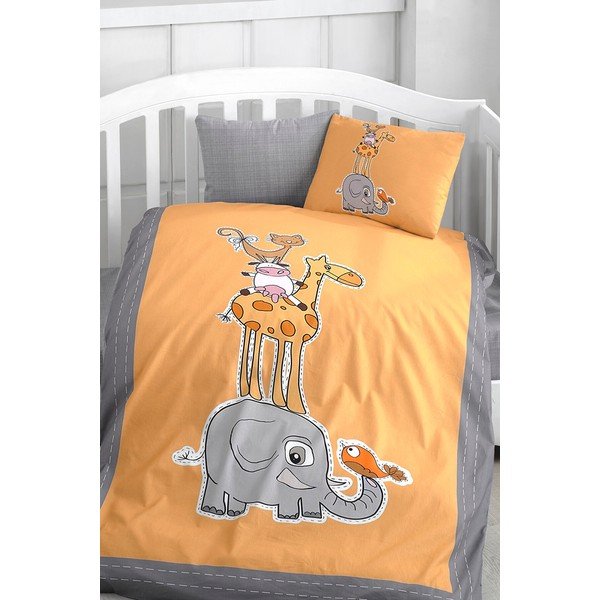 Iš medvilnės vaikiška patalynė vaikiškai lovai su paklode/4 dalių 100x150 cm Orange Animal – Mila Home