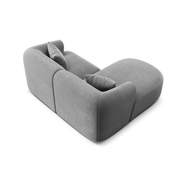 Šviesiai pilkos spalvos kampinė sofa iš velveto (su kairiuoju kampu/su gultu) Campi – Cosmopolitan Design-image-4