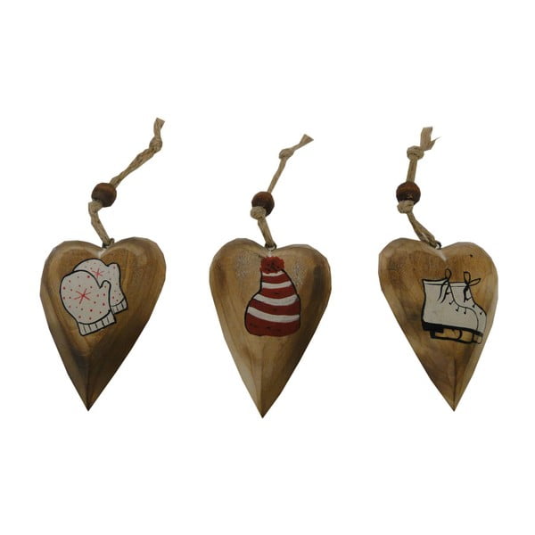 3 širdelės formos pakabinamų dekoracijų rinkinys "Antic Line