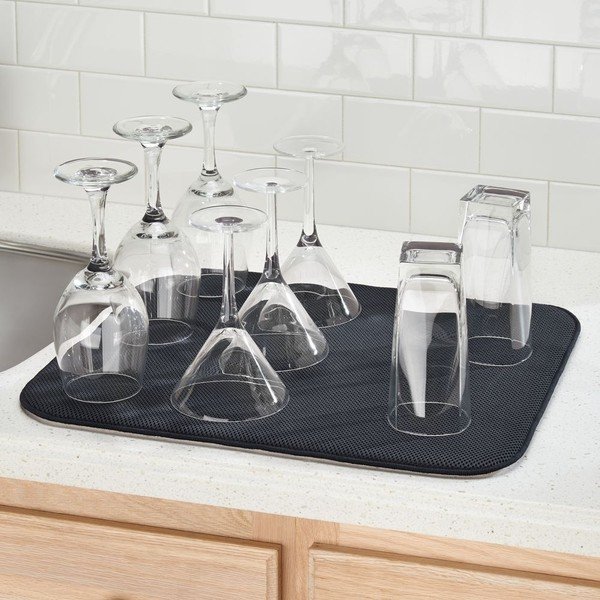 Juodos spalvos kilimėlis indams iDesign iDry, 45,7 x 40,6 cm-image-1