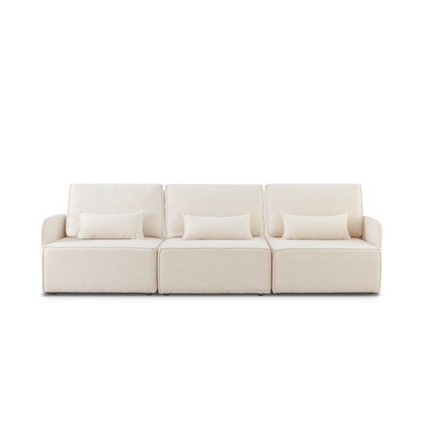 Kampinė sofa kreminės spalvos iš boucle (kintama) – Really Nice Things-image-2