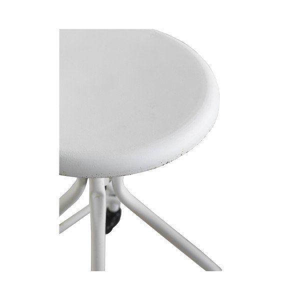 Baltos spalvos metalinė mobili taburetė ant ratukų su reguliuojamu aukščiu Geese Industrial Style-image-1
