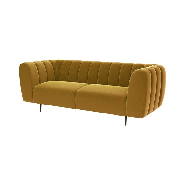 Geltona aksominė sofa Ghado Shel, 210 cm-image-2