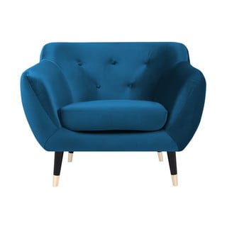 Mėlynas krėslas su juodomis kojomis Mazzini Sofos Amelie
