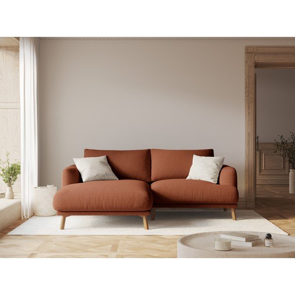 Terakotos spalvos kampinė sofa (su kairiuoju kampu/su gultu) Naomi – Micadoni -image-1