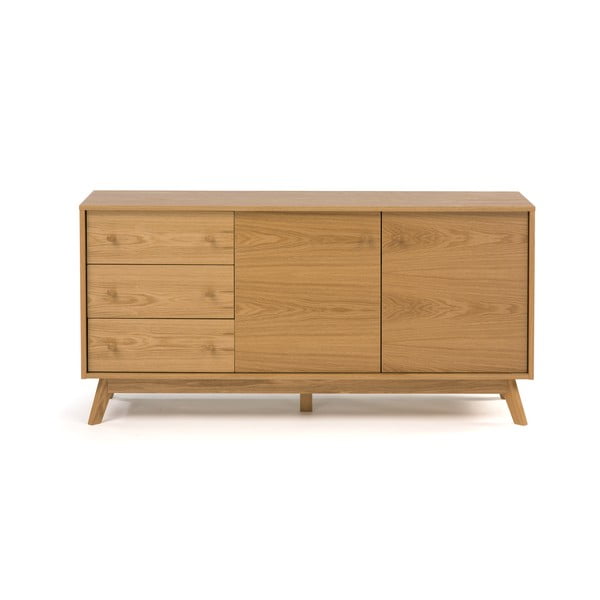 Žema šoninė spintelė natūralios spalvos iš ąžuolo 149x75 cm Kensal – Woodman