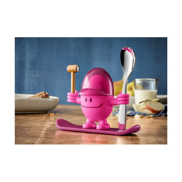 Raudonos ir rožinės spalvos kiaušinių laikiklis su šaukštu WMF Cromargan® Mc Egg-image-1