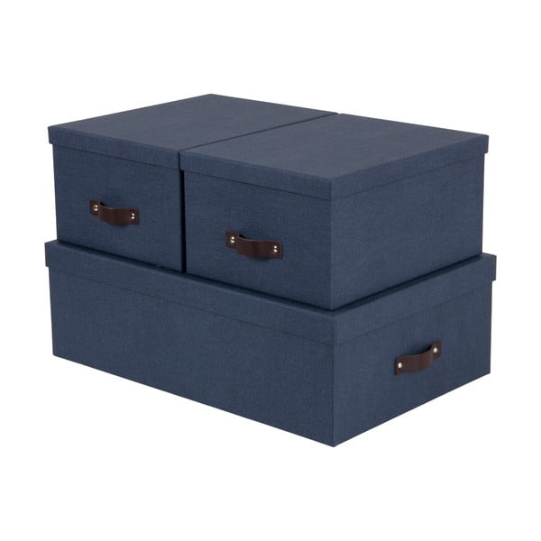 3 mėlynų daiktadėžių rinkinys Bigso Boxes of Sweden Inge