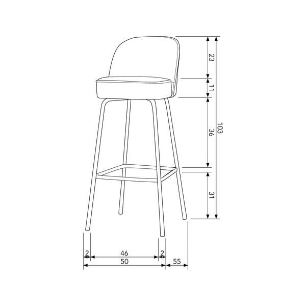 Šviesiai mėlynos spalvos iš aksomo baro taburetė (sėdynės aukštis 79 cm) Vogue – WOOOD-image-2
