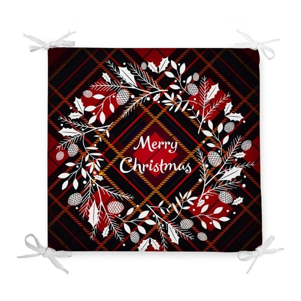 Kalėdinė sėdynės pagalvėlė iš medvilnės mišinio Minimalist Cushion Covers Xmas Wreath, 42 x 42 cm