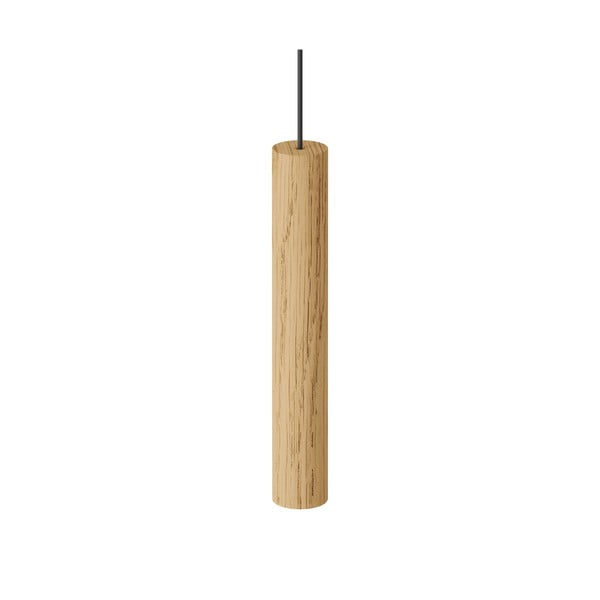 Iš ąžuolo masyvo kabantis šviestuvas natūralios spalvos LED su mediniu gaubtu ø 3 cm Chimes – UMAGE