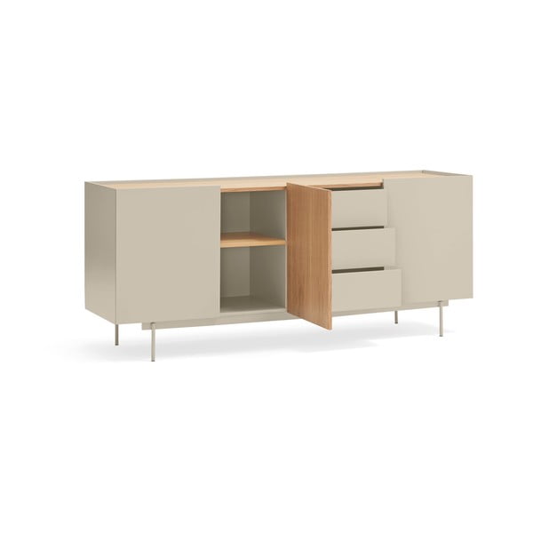 Žema šoninė spintelė smėlio spalvos/natūralios spalvos iš ąžuolo 180x78 cm Otto – Teulat-image-3