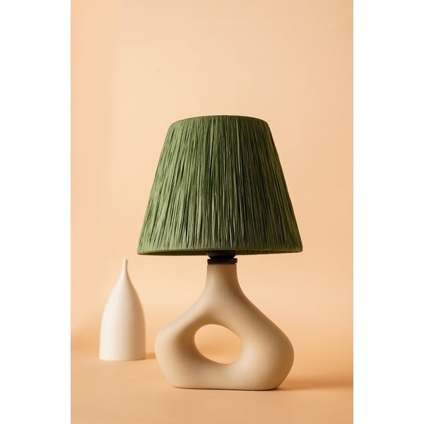 Žalios spalvos stalinis šviestuvas (aukštis 40 cm) su gaubtu iš virvės Serin – Opviq lights-image-1