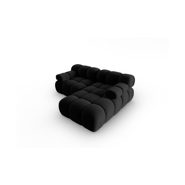 Kampinė sofa juodos spalvos iš velveto (su dešiniuoju kampu) Bellis – Micadoni Home-image-4