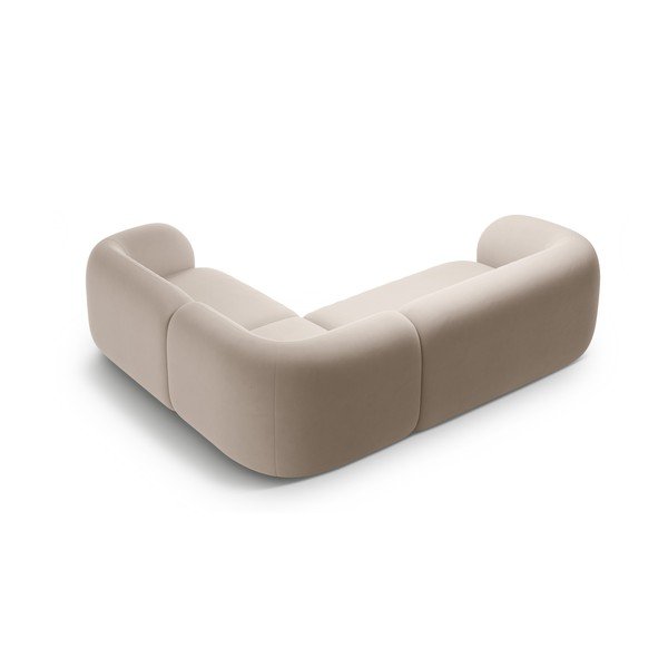 Smėlio spalvos kampinė sofa iš velveto (su dešiniuoju kampu/„L“ formos) Kate – Micadoni -image-3