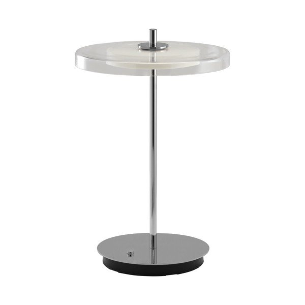 Sidabrinės spalvos iš plieno stalinis šviestuvas LED su USB portu (aukštis 31 cm) su stiklo gaubtu Asteria Move – UMAGE-image-3