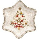 Raudonai baltas porcelianinis dubuo su kalėdinės žvaigždės motyvu Villeroy & Boch Gingerbread Village, 24,5 x 24,5 cm
