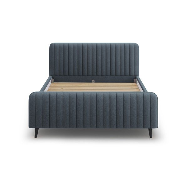 Mėlynai pilka minkšta dvigulė lova su grotelėmis 160x200 cm Lily - Micadoni Home-image-2