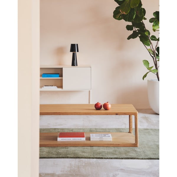 Kavos staliukas natūralios spalvos iš ąžuolo 65x140 cm Maymai – Kave Home-image-1