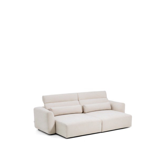 Smėlio spalvos reguliuojama/sulankstoma sofa iš šenilinio audinio su gultu 290 cm Lares – Kave Home-image-4