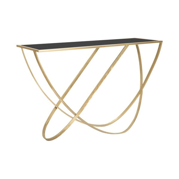 Konsolinis staliukas juodos spalvos/auksinės spalvos su stikliniu stalviršiu 40x120 cm Ring – Mauro Ferretti