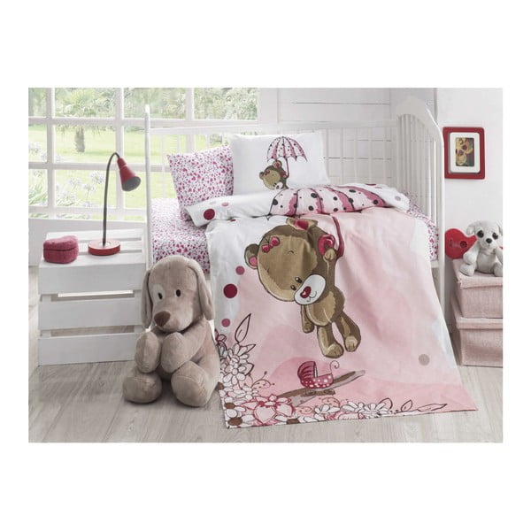 Medvilninė vaikiška dygsniuota lovatiesė Baby Pique Pinkie, 95 x 145 cm