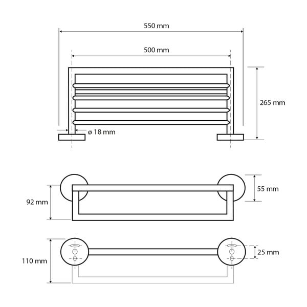 Juoda žalvarinė rankšluosčių kabykla Sapho X-Round, plotis 55 cm-image-1