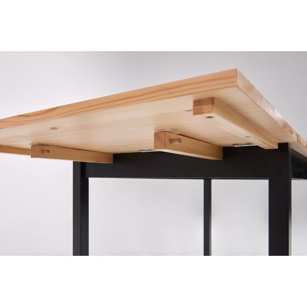 Juodos spalvos sulankstomas valgomojo stalas iš pušies medienos Bonami Essentials Brisbane, 120 (200) x 70 cm-image-4