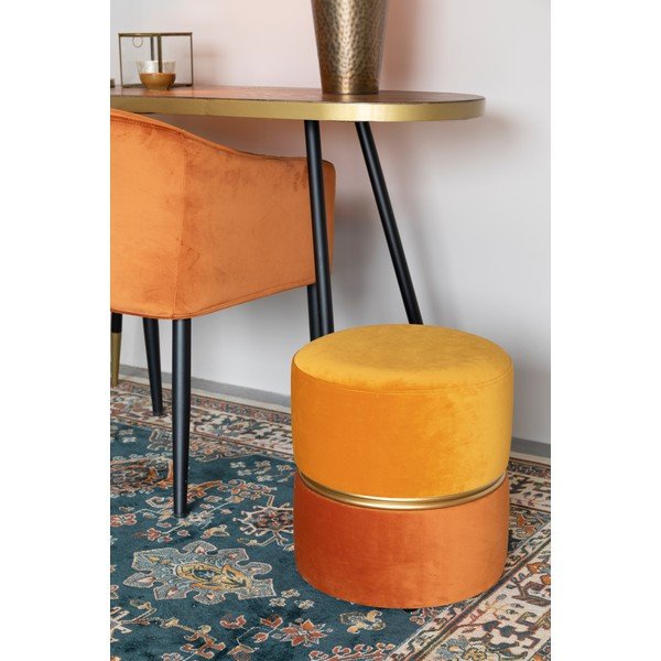 Oranžinės spalvos iš velveto pufas Bubbly – White Label-image-1