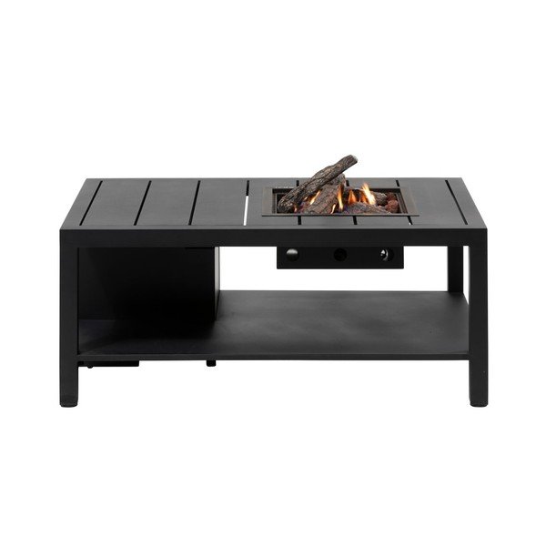 Juodas sodo stalas su židiniu COSI Cosiflow, 120 x 80 cm