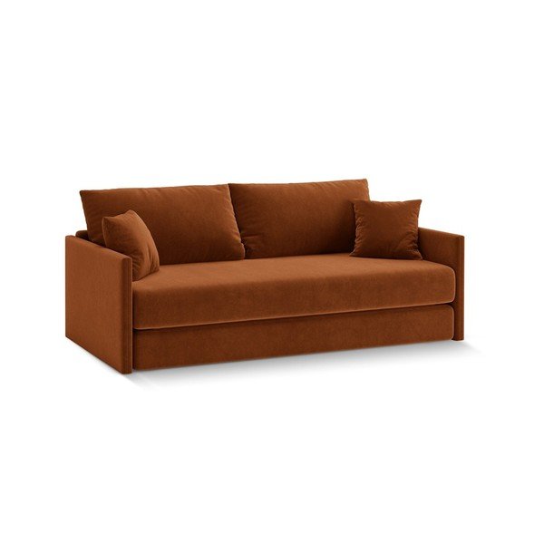 Terakotos spalvos sulankstoma sofa iš velveto 209 cm Shannon – Cosmopolitan Design-image-1