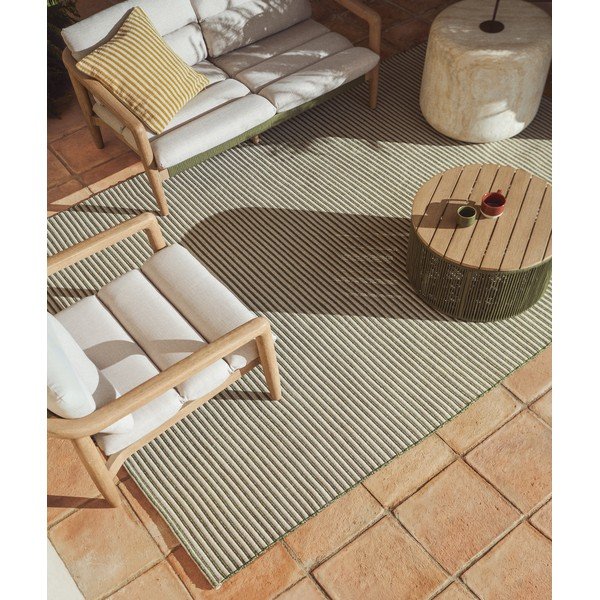 Žalios spalvos/smėlio spalvos lauko ir vidaus kilimas 200x300 cm Ardelia – Kave Home-image-1