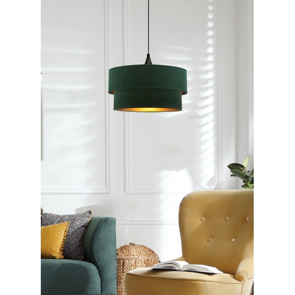 Kabantis šviestuvas smaragdinės spalvos ø 35 cm su tekstiliniu gaubtu Scopello – Candellux Lighting-image-1