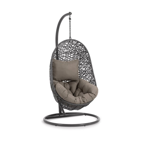 Sodo pakabinamas krėslas tamsiai pilkos spalvos dirbtinis rotangas Hanging – Kave Home
