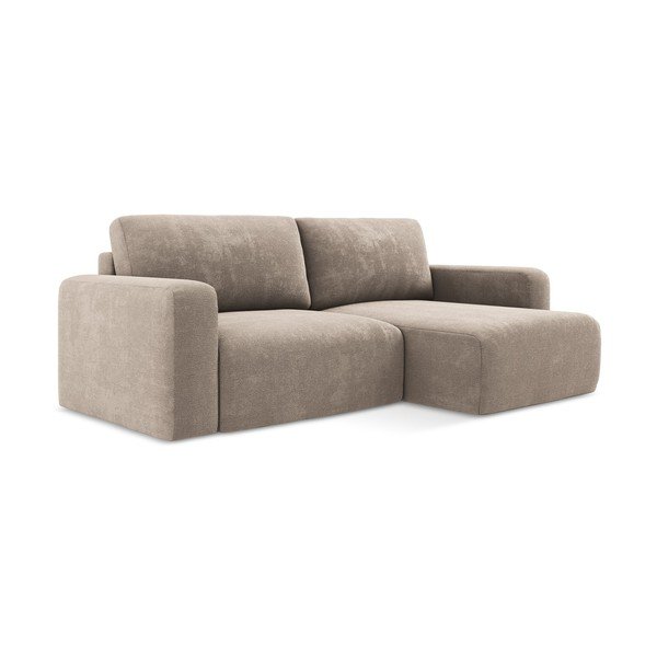 Smėlio spalvos sulankstoma/su sandėliavimo vieta kampinė sofa iš šenilinio audinio (su dešiniuoju kampu/su gultu) Kona – Makamii-image-2