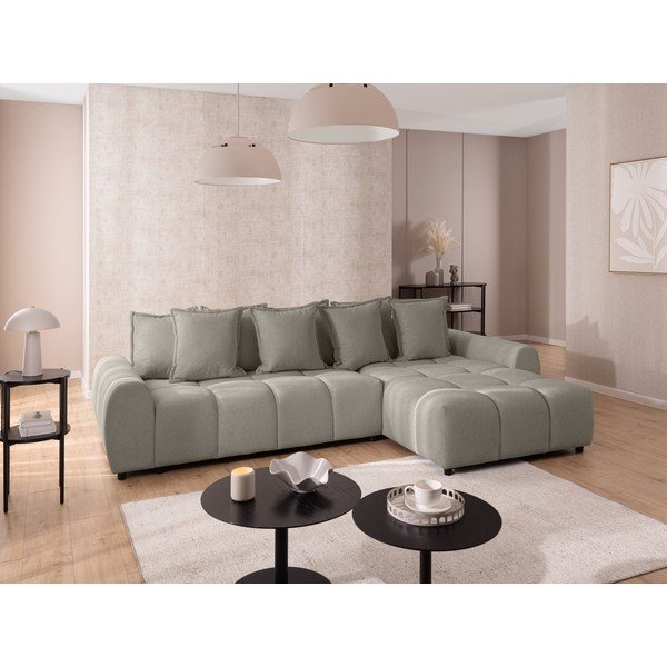 Taupe spalvos kampinė sofa (su dešiniuoju kampu/su gultu) Albane  – Ropez-image-1