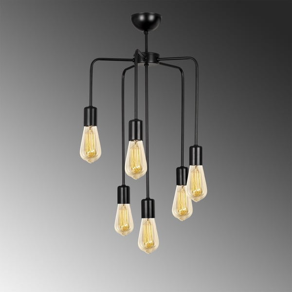 Juodos spalvos metalinis pakabinamas šviestuvas Opviq lights Linos-image-1