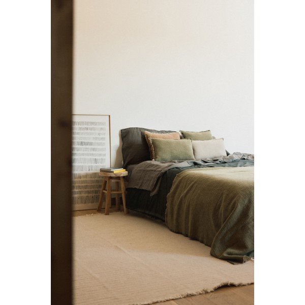 Khaki spalvos iš medvilnės antklodė ir pledas 130x180 cm Handloom – Lorena Canals-image-2