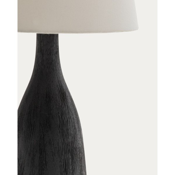 Juodos spalvos/kreminės spalvos stalinis šviestuvas (aukštis 56 cm) su tekstiliniu gaubtu Luvia – Kave Home-image-4