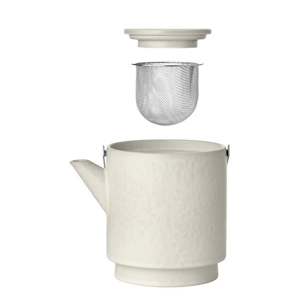 Kreminės spalvos iš molio su koštuvu arbatinukas 1 l Makoto – Blomus-image-2