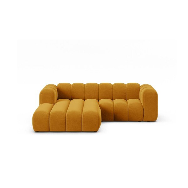 Kampinė sofa geltonos spalvos (su kairiuoju kampu) Lupine – Micadoni Home