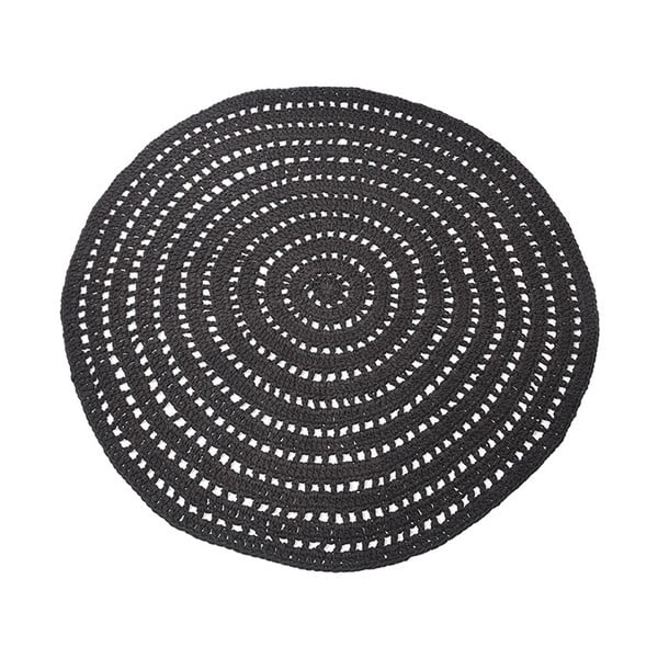 Juodas apvalus medvilninis kilimas LABEL51 Knitted, ⌀ 150 cm