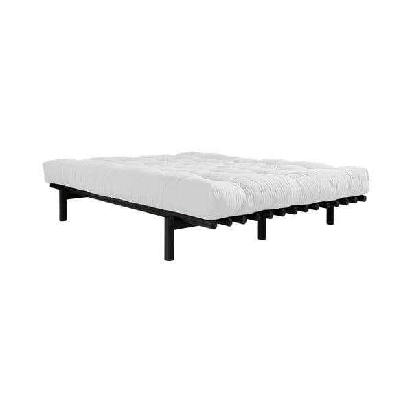 Pušies dvigulė lova su čiužiniu Karup Design Pace Comfort Mat Black/Natural, 140 x 200 cm