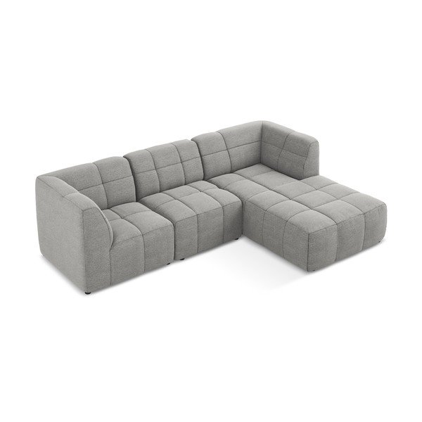 Pilkos spalvos kampinė sofa iš boucle (su dešiniuoju kampu/su gultu) Aloha – Makamii-image-3