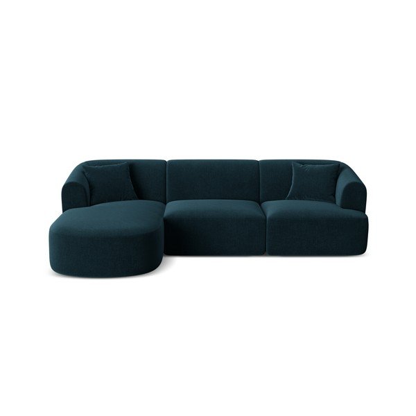 Smaragdinės spalvos kampinė sofa iš velveto (su kairiuoju kampu/su gultu) Campi – Cosmopolitan Design