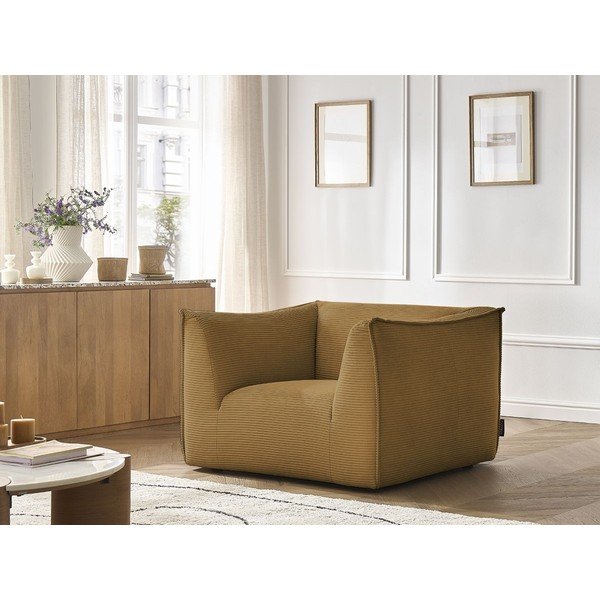 Garstyčių spalvos krėslas iš kordinio velveto Giorgia – Bobochic Paris-image-1