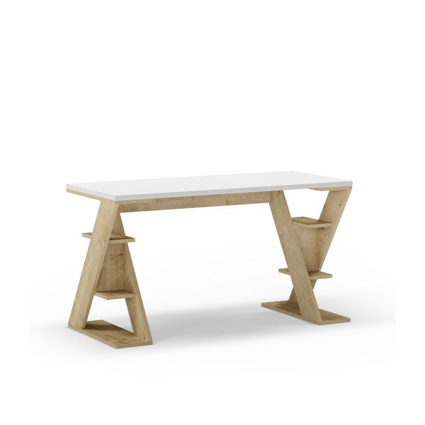 Rašomasis stalas su baltu stalviršiu 60x137 cm Butterfly – Marckeric-image-2