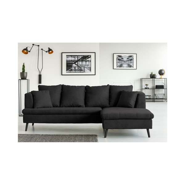 Juodos spalvos sofa keturiems asmenims su šezlongu dešinėje pusėje Cosmopolitan Design Hamptons-image-3